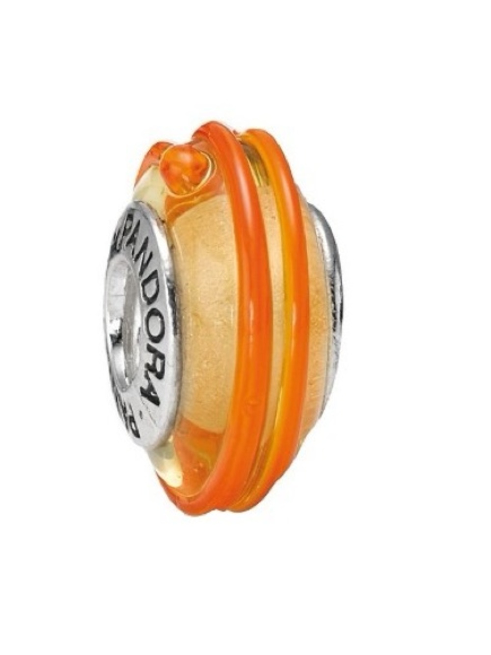 Pandora Orange and Yellow Glass Charm Bead